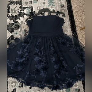 Three Pink Hearts Bow Back Floral Skater Dress